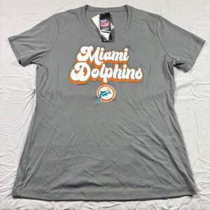 Womens Miami Dolphins NFL Team Apparel Gray T Shirt Size Medium Polyester